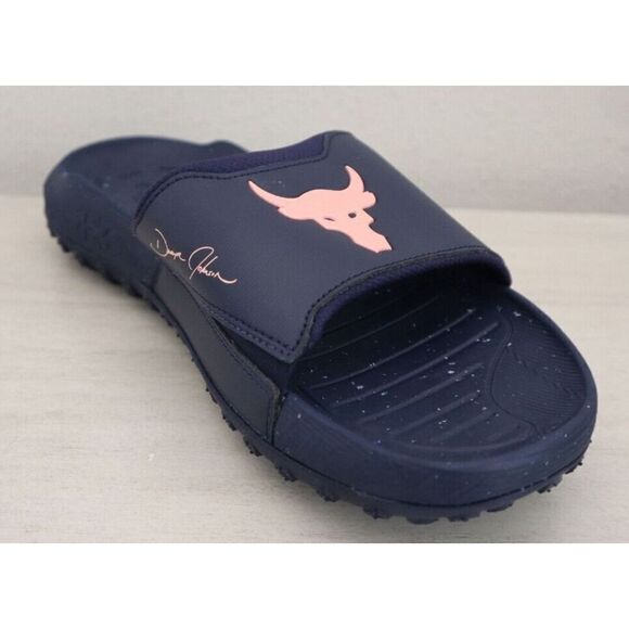 Under Armour 3026034-403 Men\'s 10 Women\'s 11.5 Navy/Orange Project Rock 3 Slides main image 6